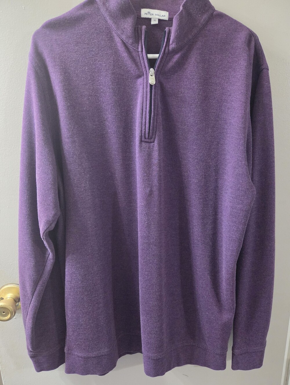 Peter Millar Men's Deep Purple Quarter-Zip Soft Preppy Pullover In SZ XL